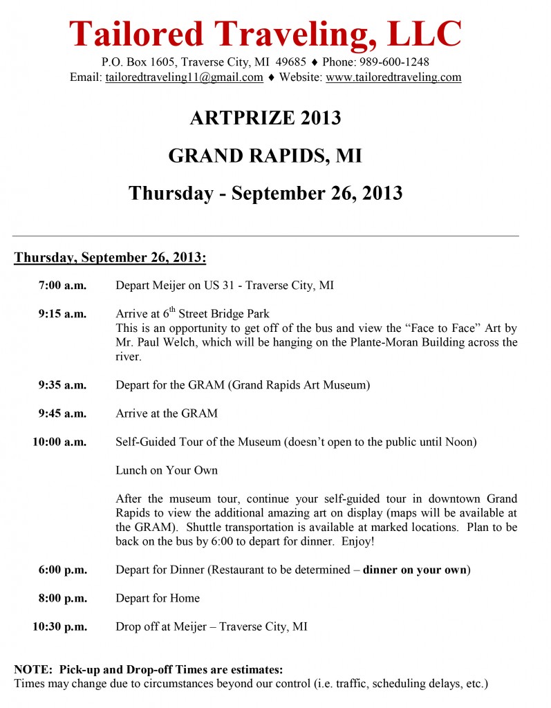 ArtPrize Itinerary-1