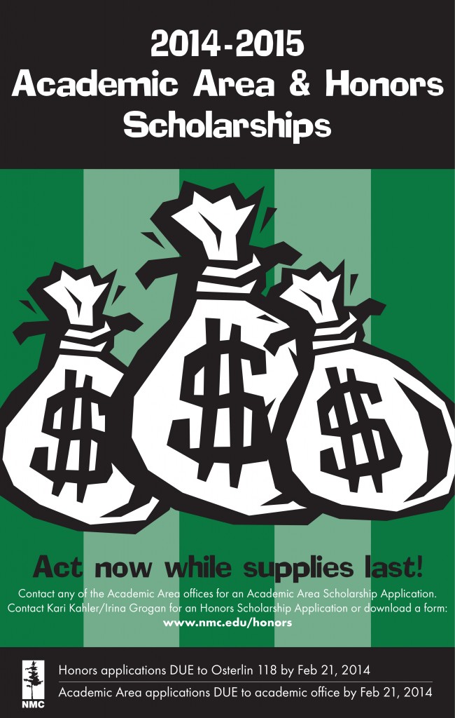 Academic Area and Honors Scholarships poster 2014-2015