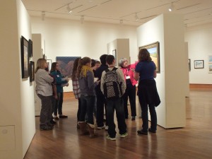 Lorraine Laird’s classroom visits the galleries with docent Pat Laarman.