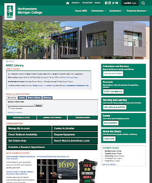 NMC Library website screenshot