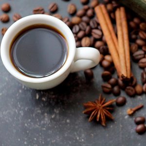 Coffee cup and beans