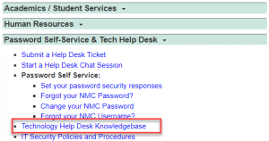 Visit the Technology Help Desk Knowledgebase from the MyNMC Home Page for Tip Sheets, Videos, and eLearning Modules on all things tech!