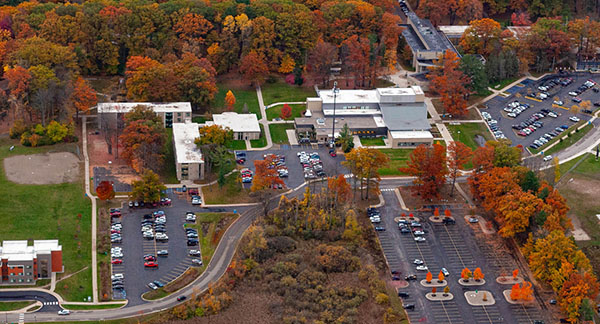 Aerial view of NMC's Front Street Campus