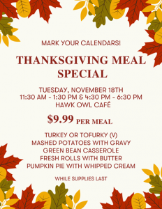 NMC Thanksgiving at the Hawk Owl Cafe