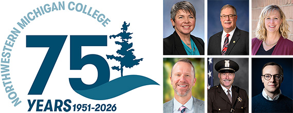 NMC 75th anniversary logo and photos of outstanding alumni class of 2026 honorees