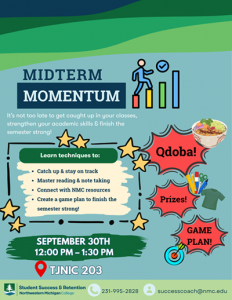 NMC Success Coaching Midterm Momentum workshop flyer